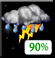 Saturday Night: Showers and thunderstorms before 2am, then a chance of showers and thunderstorms. Mostly cloudy, with a low around 73. Chance of precipitation is 90%. Saturday Night: Showers And Thunderstorms